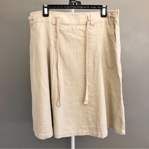 Dalia Collection Cream Beige Earthy Minimalist Boho Midi A Line Skirt. XL 12 - Picture 8 of 15